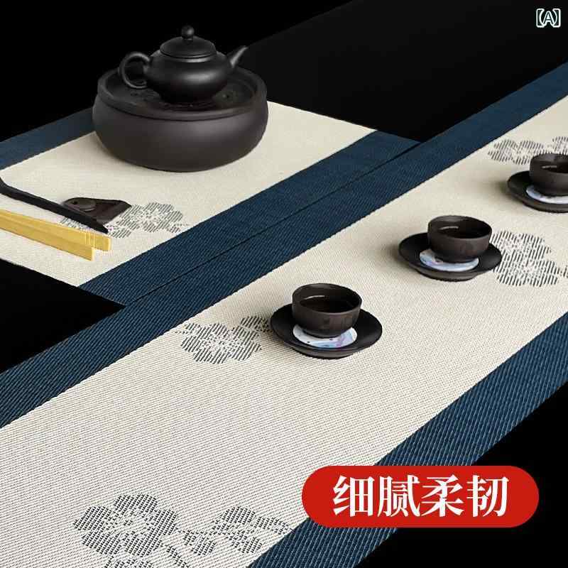 テーブルランナー おしゃれ インテリア 中国風 梅花 牡丹 ロング 茶席 禅意 茶台 防水 テーブルクロス 布製 ティーマット