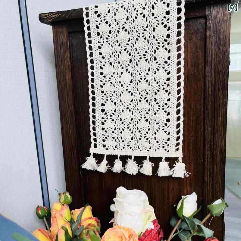 テーブルランナー おしゃれ インテリア レース カントリー 調 くり抜き 長方形 花柄 フリンジ ダイニン..