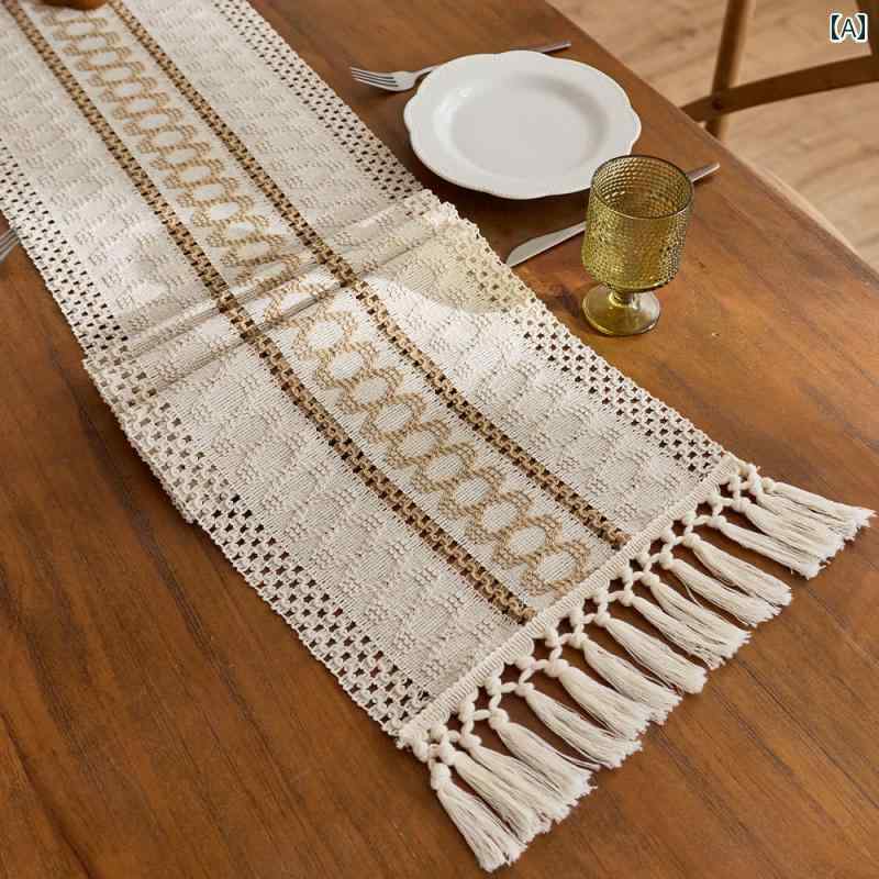 テーブルランナー おしゃれ インテリア 綿 レース 編み ピンクベージュ 麻ひも 配色 ロング 長方形 テ..