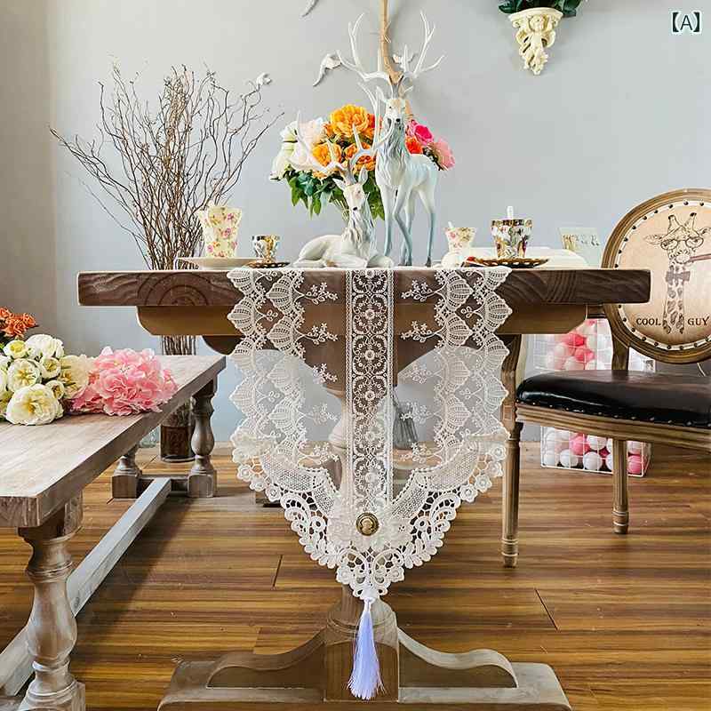 テーブルランナー おしゃれ インテリア 北欧 レース 白 刺繍 花柄 シンプル モダン 軽やか ピアノカバー テーブルアクセント