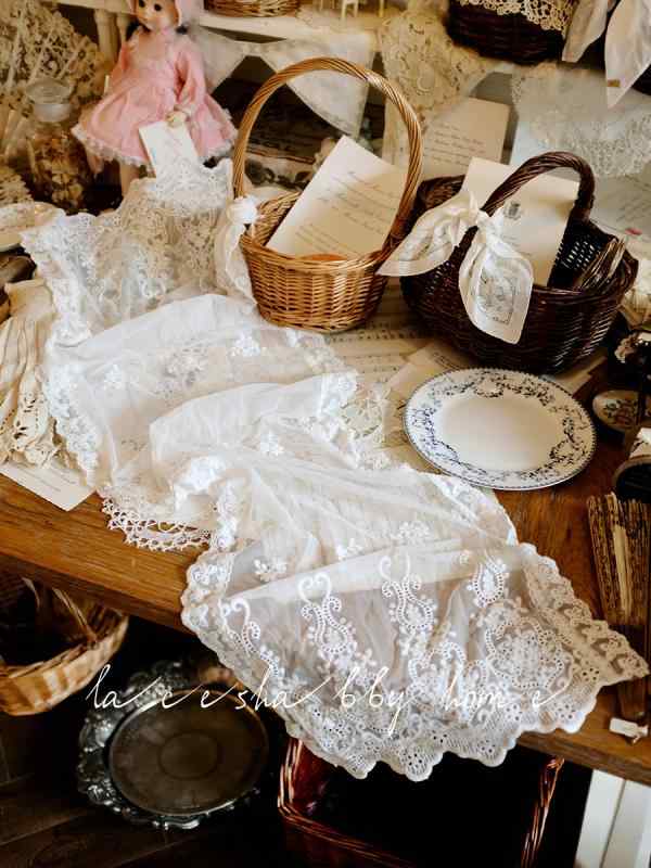 テーブルランナー おしゃれ インテリア レース ホワイト 風 ヴィンテージ風 ロマンチック 刺繍 柔らかい 長方形 装飾 テーブル