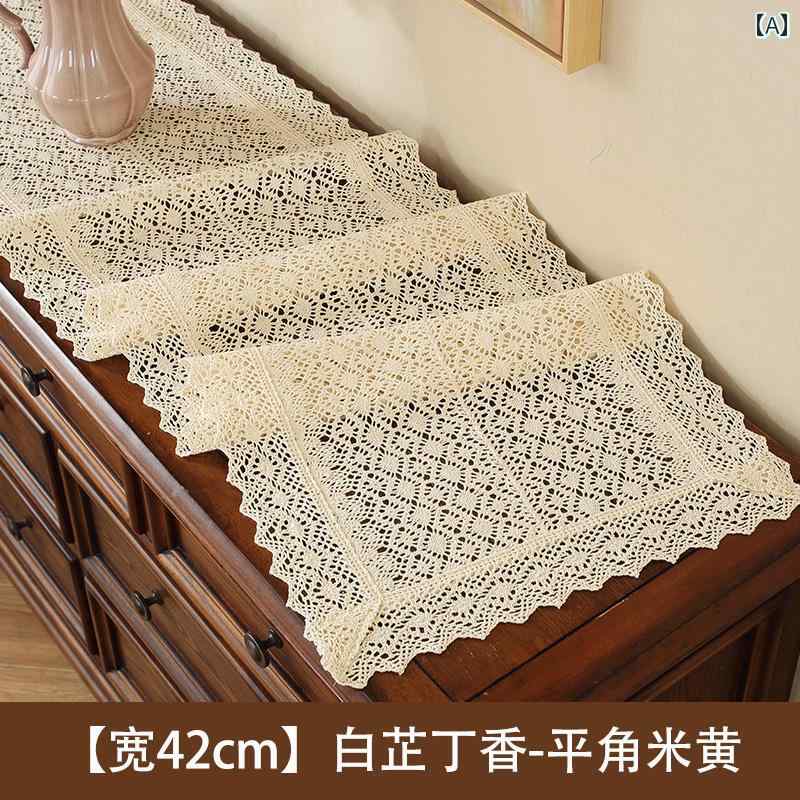 テーブルランナー おしゃれ インテリア ヴィンテージ風 レース くり抜き ナチュラル 原木風 ロングタイプ テレビ台 キャビネット用 布