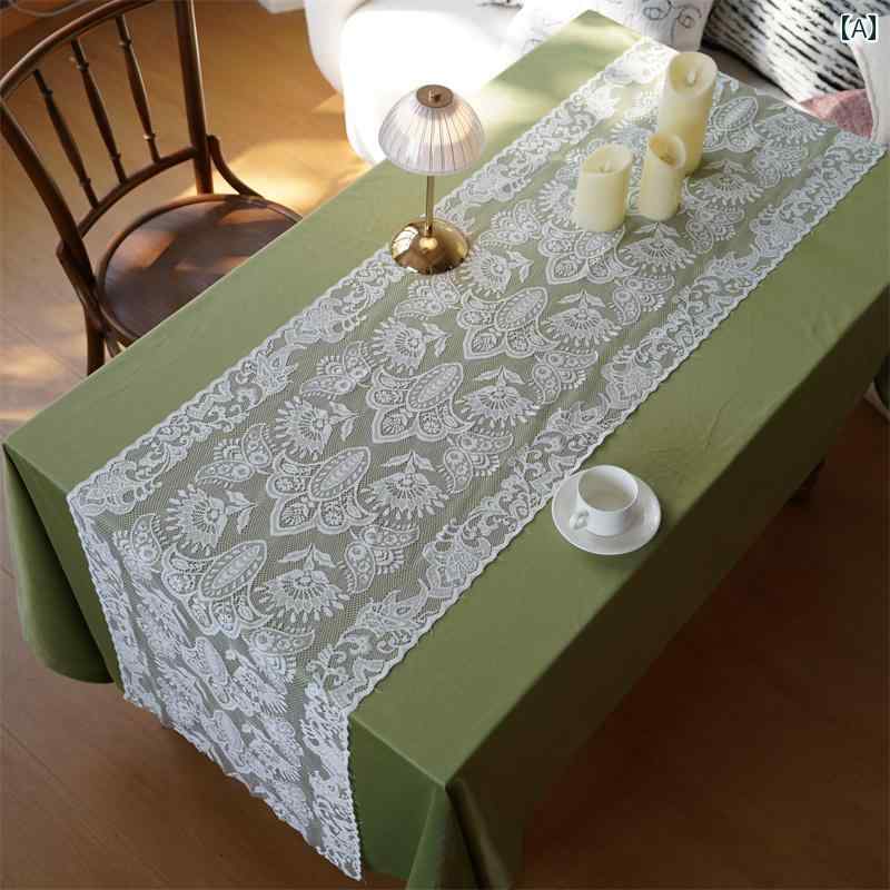 テーブルランナー おしゃれ インテリア ホワイト レース 風 ヴィンテージ風 ネット 刺繍 装飾 多用途 テレビ台 ピアノカバー テーブルクロス デコレーション