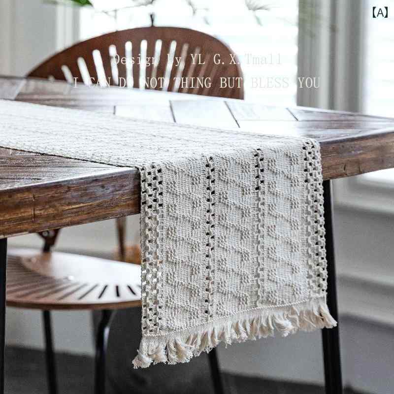 テーブルランナー おしゃれ インテリア ヴィンテージ風 ナチュラル シンプル 原木風 長方形 綿麻 編み ..