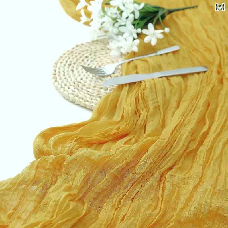 Table Runners - テーブルランナー おしゃれ インテリア 焦茶色 シンプル 折り目 無地 ヴィンテージ風 ウェディング パーティー 侘び寂び風 ディスプレイ 写真撮影 デコレーション