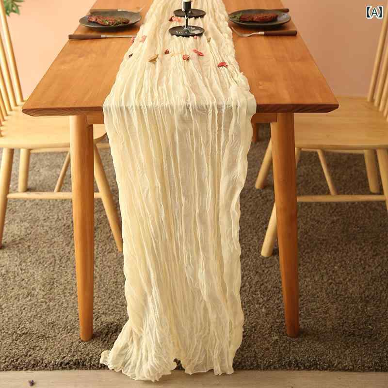 テーブルランナー おしゃれ インテリア モダン シワ加工 ロング ウェディング 誕生日 パーティー 菓子 テーブル 装飾 撮影 ディスプレイ ナチュラル デコレーション