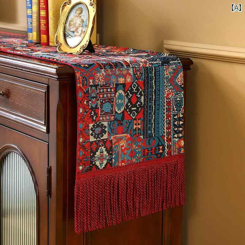 テーブルランナーおしゃれ 柔らかい フラッグ アメリカン レトロ エスニック クロス ロング 装飾 布 カ..