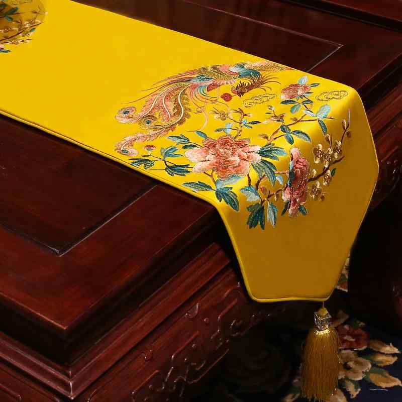 テーブルランナーおしゃれ 柔らかい 刺繍 チャイナ風 禅 クロス リビング ダイニング キャビネット フ..