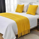 ベッドスロー おしゃれ ホテル 柔らかい 寝具 軽量 北欧 ニット フラッグ カバー シンプル フリンジ スクエア 黄色 青 赤 ロング 装飾 ソファ