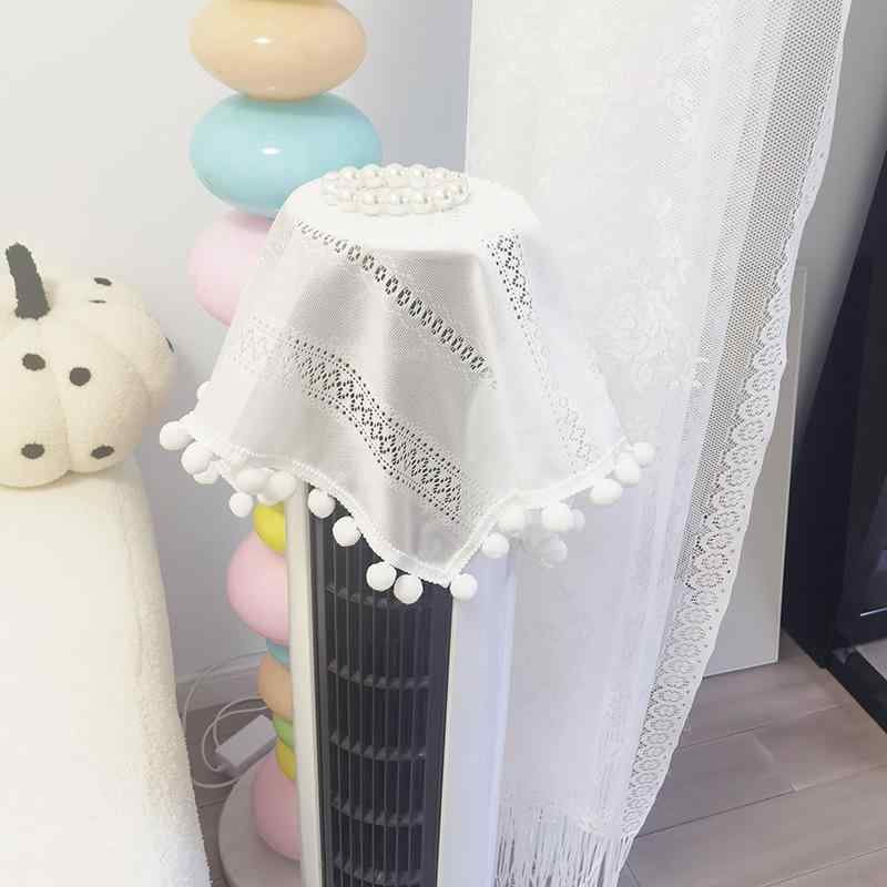エアコン ダストカバー 布 北欧 レース ポンポン クロス 防塵 ほこりよけ 傷 汚れ 防止 対策 保護 縦型 家電 洗濯機 テレビ キッチン 調理器具 キャビネット リビング 寝室 インテリア 用品 雑貨 おしゃれ 透け感 白