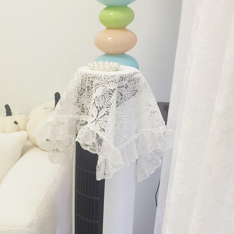 エアコン ダストカバー 布 北欧 レース フリル 花柄 クロス 防塵 ほこりよけ 傷 汚れ 防止 対策 保護 ..