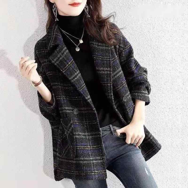 ショートコート レディース おしゃれ 大人 チェック柄 秋冬 春 上着 アウター スタイリッシュ(4)