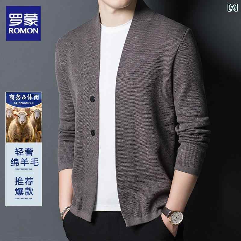 カーディガン メンズ 前開き 羽織り 秋 Vネック ニット シンプル ビジネス カジュアル 開襟 無地 上品 きれいめ