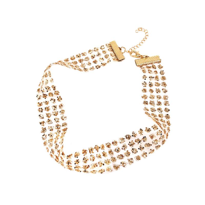 ネックレス 韓国 きらきら ラメ メッシュ シンプル チョーカー 首元アクセサリー レディース おしゃれ