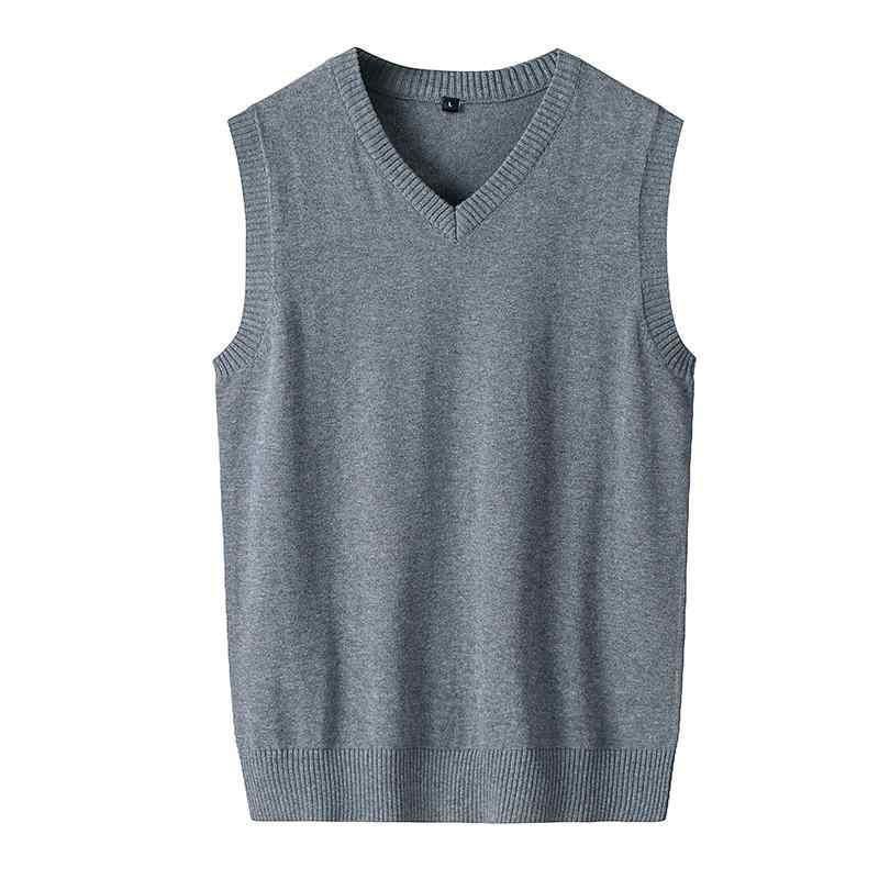ベスト メンズ おしゃれ 春秋 綿 無地 Vネック ノースリーブ ニット シンプル カジュアル