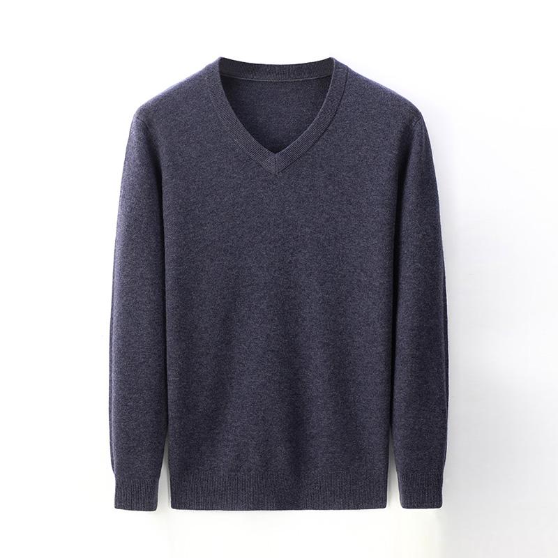 V-Neck - ニット メンズ おしゃれ 長袖 Vネック 韓国 秋冬 無地 ゆったり シンプル 厚手 カジュアル 通勤 大人 上品