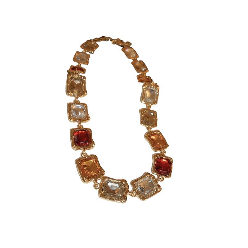 ネックレス レディース おしゃれ 中国風 ヴィンテージ風 カラフル キラキラ ゴージャス 首元 華やか 夸張