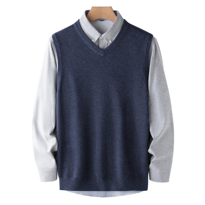 V-Neck - ニットベスト メンズ おしゃれ Vネック 無地 秋冬 シンプル 着回し ノースリーブ きれいめ カジュアル レイヤード 紳士