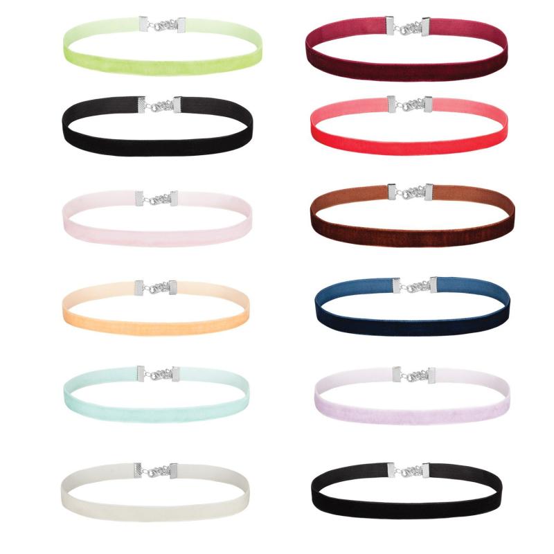 チョーカー レディース おしゃれ ネックレス ベルベット風 カラフル ショート 首元 フェミニン セクシー 風 アクセサリー