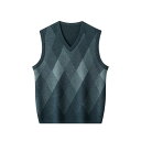 ベスト メンズ おしゃれ 秋冬 ウール Vネック 50代 ノースリーブ ニット セーター シンプル アーガイル チョッキ