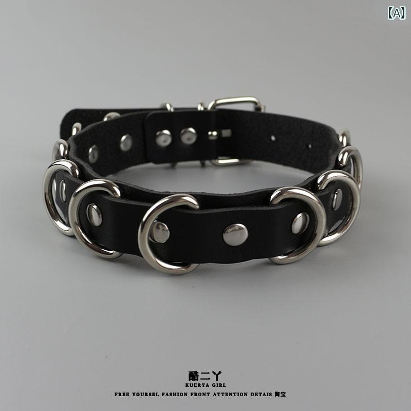 チョーカー レディース おしゃれ 黒 太め チェーン スタッズ ゴシック 韓国 サイバーパンク 個性 暗黒 ライブ フェス 首輪風 ネックレス