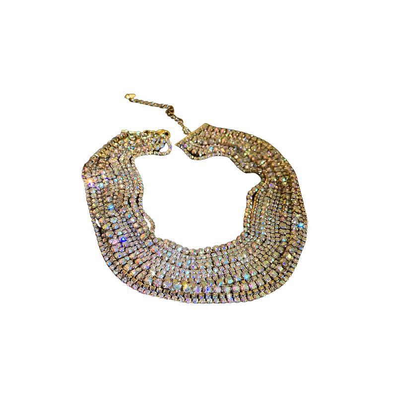 ネックレス レディース おしゃれ ゴールド 多層 チョーカー きらきら 首元 華やか パーティー ドレスアップ アクセサリー 結婚式 ウェディング 披露宴 新婦 輝き ショート 首飾り