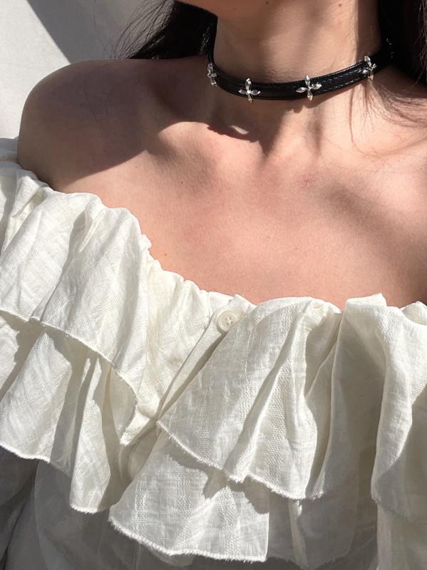 チョーカー メンズ レディース おしゃれ 十字架 黒 PU フェイクレザー レトロ ヴィンテージ風 首飾り アクセサリー