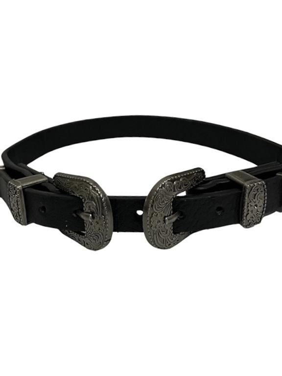 チョーカー レディース おしゃれ 黒 ダブルバックル パンク Y2K フェイクレザー 辛口 ネックレス