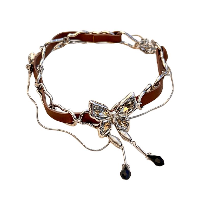 チョーカー レディース おしゃれ きらきら 蝶 ストーン バタフライ モチーフ ネックレス 首輪 アクセサリー 華やか メラード風