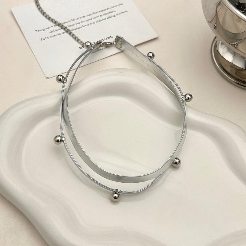 チョーカー レディース おしゃれ シルバー サイバーパンク ダブル レイヤー フェイクレザー 個性的 ネックアクセサリー