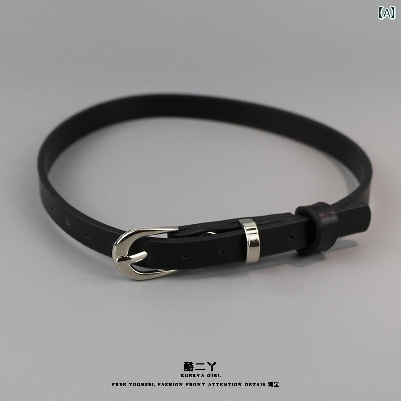 チョーカー レディース おしゃれ ブラック シンプル パンク フェス 合わせやすい フェイクレザー 細め ベルト風 首輪風 アクセサリー