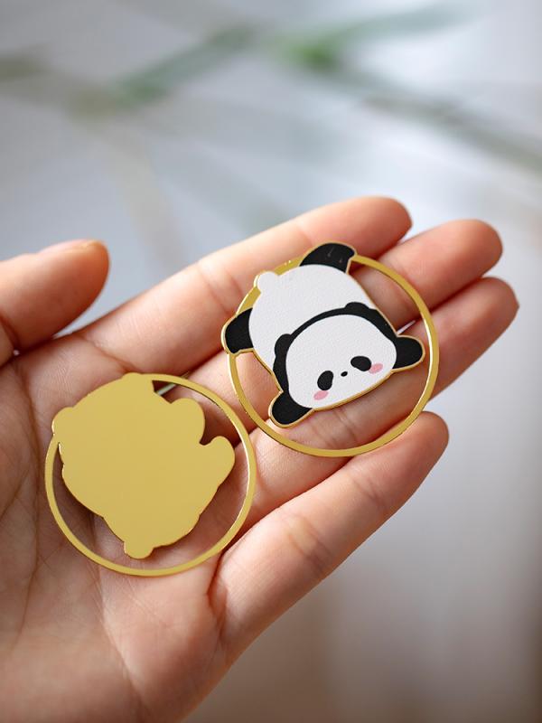 しおり 金属 かわいい パンダ ブックマーク チャイナ風 小さめ 贈り物 学生 先生 卒業 お祝い ギフト セットアップ 文房具 おうち時間 読書 金 白 黒