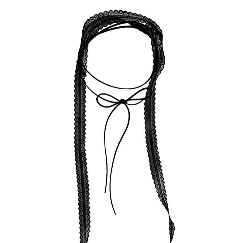 チョーカー レディース おしゃれ 春夏 レース シンプル 細め 飾り リボン 透け感 首元 アクセサリー 層重ね コーディネート