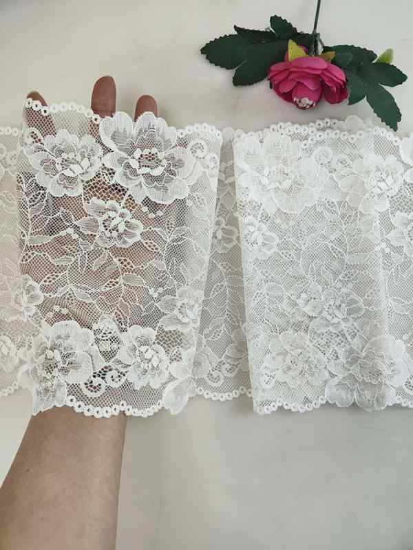 レース アイボリー 薄手 柔らかい しなやか 肌触り良い ロング 花柄 フラワー 加幅 レース 花縁 ハンドメイド 衣類 スカート 窓カーテン 装飾 アクセサリー