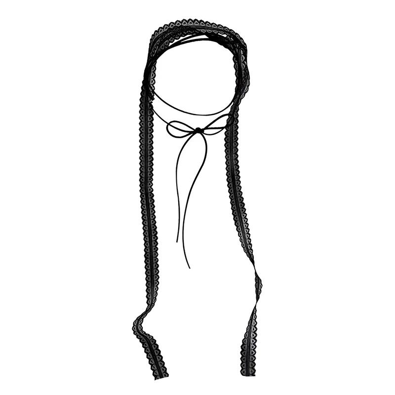 ネックレス レディース おしゃれ 黒 レース シフォン リボン バンド チョーカー ショート スリム 首元 アクセサリー 小物 きれいめ 上品 鎖骨 チェーン