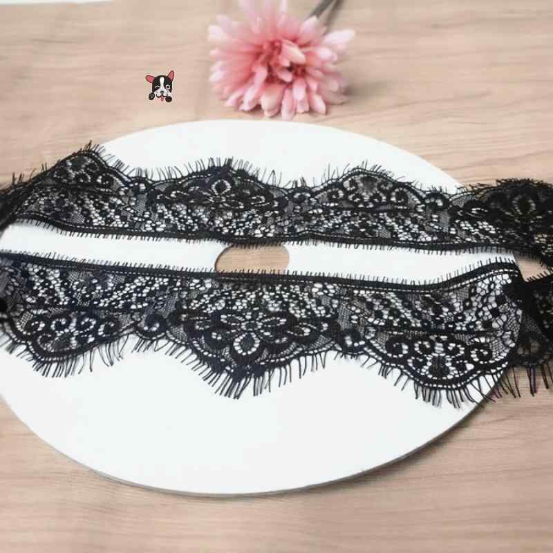 レース 手芸 材料 花柄 黒 白 睫毛風 レース 幅広 装飾 パーツ スカート ブラトップ 袖 えり 裾 長め