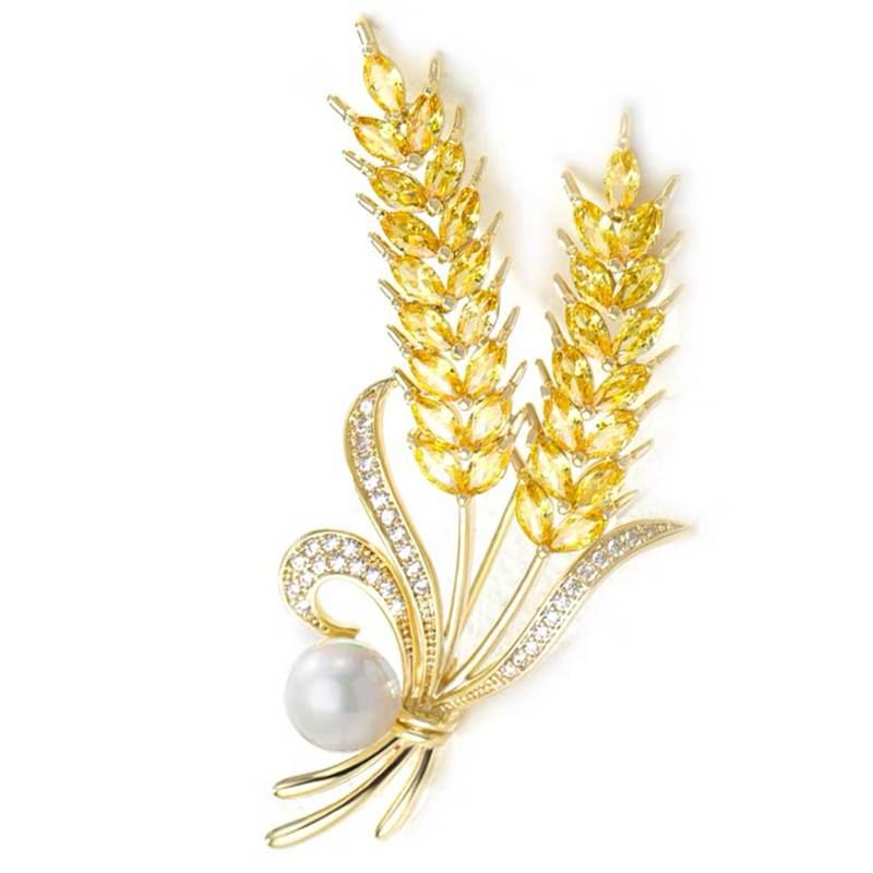 ブローチ レディース おしゃれ フォーマル ゴールド 麦モチーフ オフィス ビジネス コート アウター 胸花 コサージュ アクセサリー 落..
