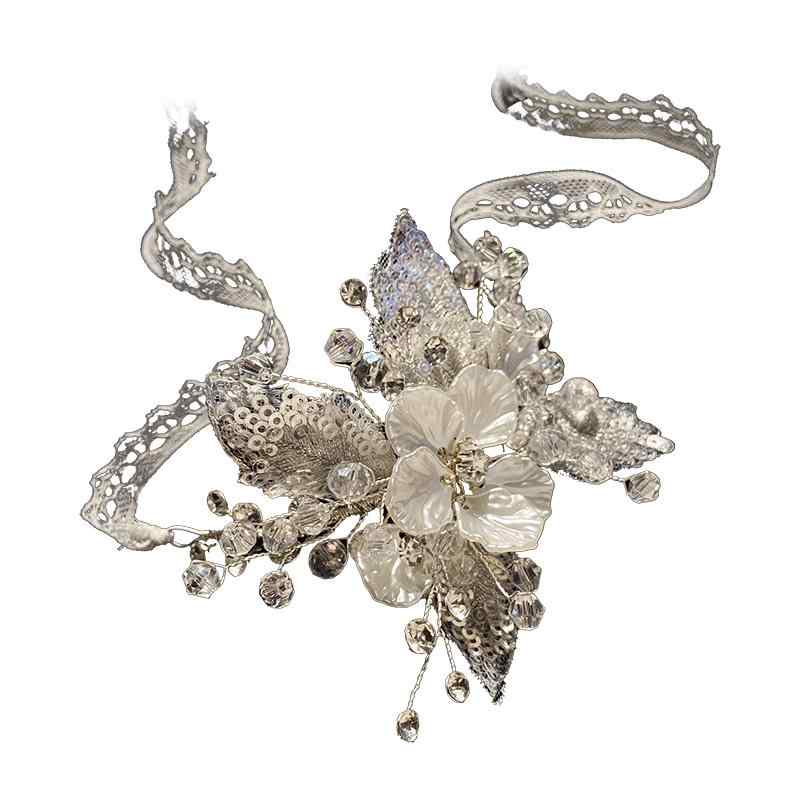 ブローチ 新婦 シルバー きらきら フラワー パール 花飾り ウェディングドレス アクセサリー 結婚式 撮影 上品 新郎 新婦 ブライズメイド 衣装 小物 胸飾り