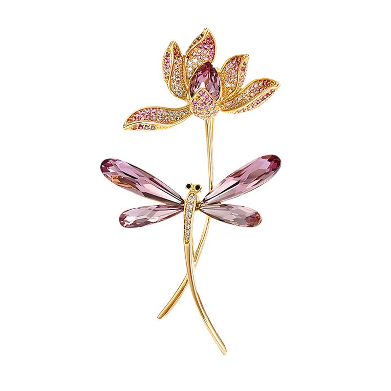 ブローチ レディース おしゃれ フォーマル きらきら 蜻蛉 蓮花 上品 華やか アクセサリー オフィス ビジネス コート コーデ 胸花 コサージュ プレゼント