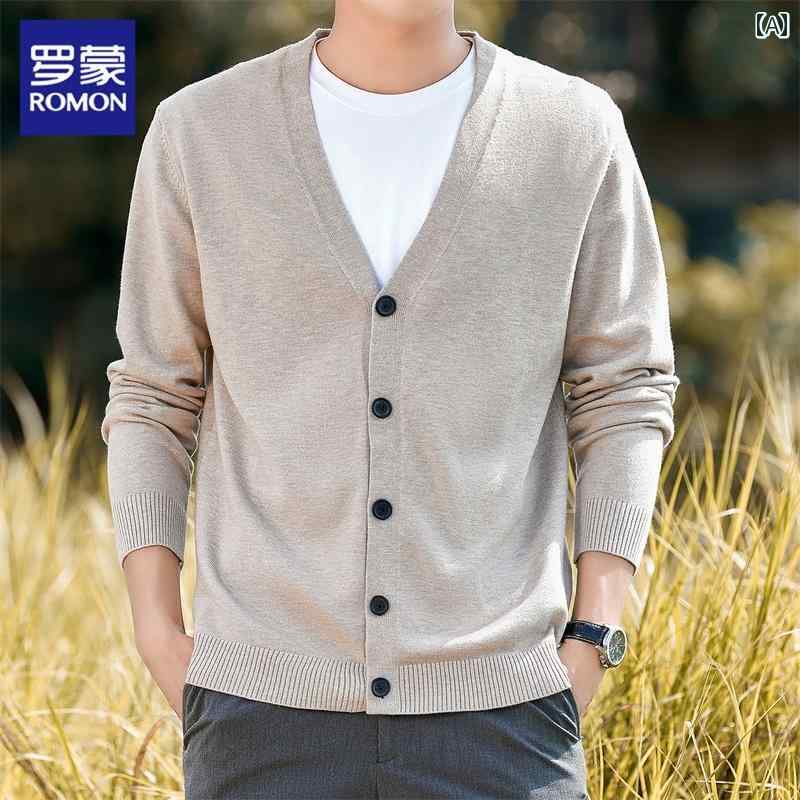 カーディガン メンズ カジュアル おしゃれ 羽織り 前開き Vネック 長袖 ニット 春 シンプル スタイリッシュ