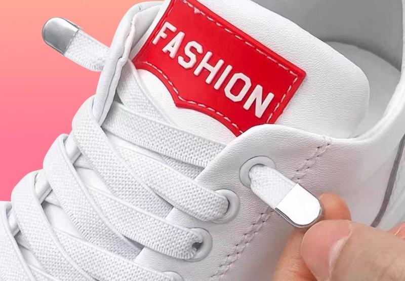 靴紐 ゴム 結ばない スニーカー 男女兼用 子供 大人 フラット エンドクリップ ストレッチ 着脱しやすい 耐摩耗 シンプル 無地 白 黒 ベージュ