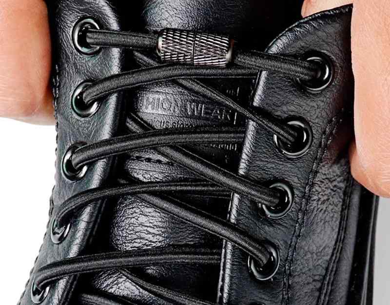 Shoe Lace - 靴紐 ゴム 結ばない スニーカー 男女兼用 子供 半円形 メタル カプセルロック ストレッチ 着脱しやすい 耐摩耗 スポーツ シンプル 無地 黒 白 アイボリー