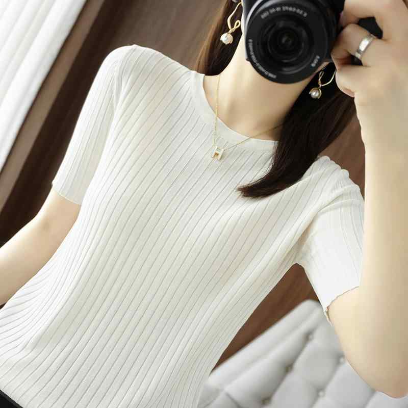 サイズ: S.M.L.XL.XXL 柄: 無地 スタイル: オフィス向け デザイン: シンプル 襟型: 低めのラウンドネック 着脱方法: プルオーバー カラー: ホワイトアプリコット.エマオレンジ.ライトパープル.グリーン.ブルーグリーン.ブラック 袖型: レギュラー セット内容: 単品 袖丈: 半袖 シルエット: スリムフィット 厚さ: 薄手 着丈: ショート 装飾・加工: リブ.畝リブ