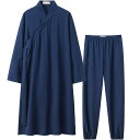 中国 衣装 道士服 ローブ パンツ セットアップ 大人 メンズ レディース 大きいサイズ リネン 長袖 半袖 薄手 通気性 柔らかい ゆったり ポケット チャイ...