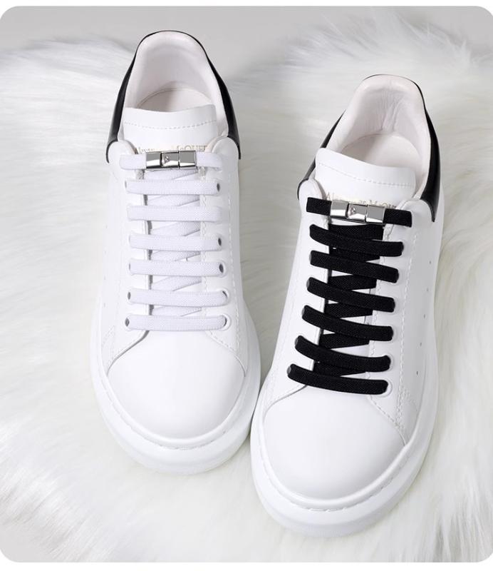 靴紐 ゴム 結ばない スニーカー レディース 大人 子供 フラット 合金 ロック ワンプッシュ ストレッチ 錆びにくい 着脱しやすい おしゃれ カラフル キャンディカラー レインボー 無地 白