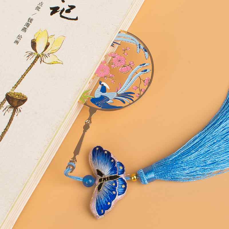 ブックマーク しおり おしゃれ 刺繍 母の日 誕生日 ギフト チャイナ風 本 真鍮 タッセル レトロ 小さめ..