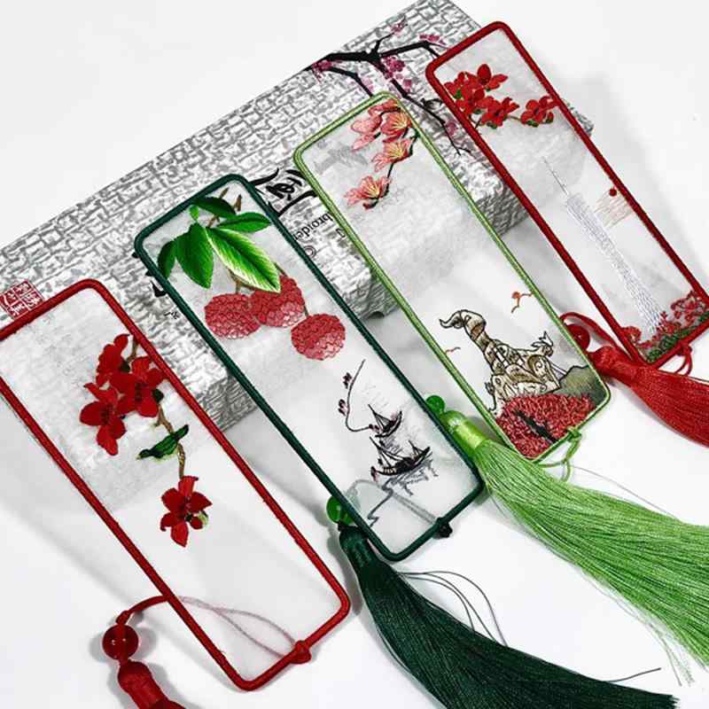 ブックマーク しおり おしゃれ 刺繍 母の日 誕生日 ギフト チャイナ風 本 ライチ 文化 薄手 広州タワー..
