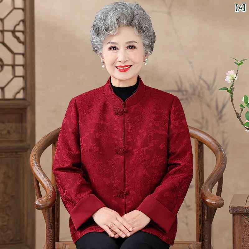 ジャケット レディース おしゃれ シニア 婦人服 60代 赤 長袖 唐装 中国風 中国風 チャイナ風 結婚式 お祝い フォーマル 上品 春秋 敬老日 ギフト frontop-13142269 フロントップ楽天市場店 サンプル画像2