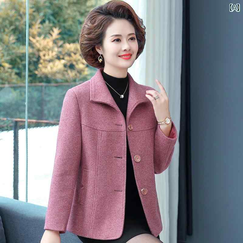 Rakuten - ジャケット レディース おしゃれ シニア 婦人服 60代 秋 春 ウール調 ミセス 世代 上品 カジュアル 長袖 シンプル アウター 無地