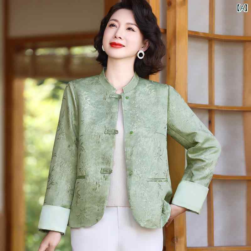 Other Jackets Jumpers - ジャケット レディース おしゃれ シニア 婦人服 60代 秋 中華風 長袖 春秋 上品 ミセス スタンドカラー 花柄